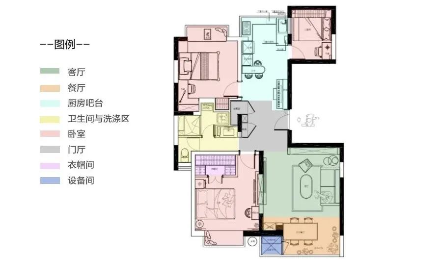 容下一家五口的小兩居，陽臺(tái)改成小餐廳，還有超多收納