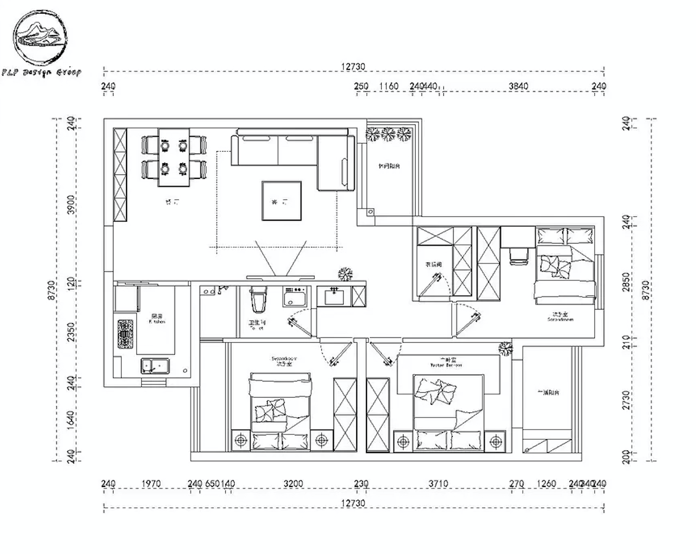 島臺廚房+衣帽間，這個143㎡現(xiàn)代工業(yè)風(fēng)三居室可不簡單