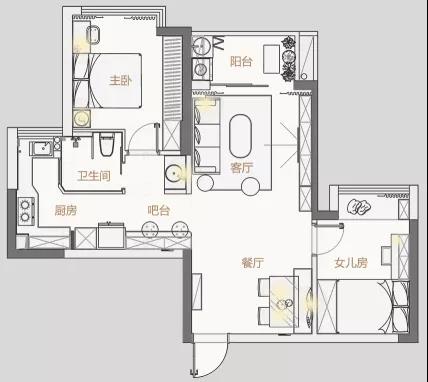 全屋收納+卡座+吧臺(tái)，我家72㎡小兩居又美又颯